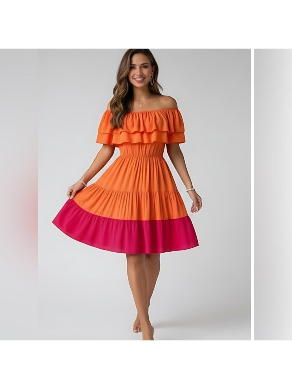 Off Shoulder Ruffle Dress - Picture 5 of 10